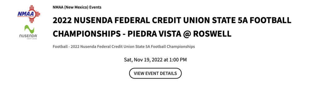 2022 NUSENDA FEDERAL CREDIT UNION STATE 5A FOOTBALL CHAMPIONSHIPS - PIEDRA VISTA @ ROSWELL