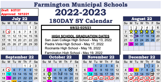 Farmington Preschool Academy Calendar 22-23 School Year