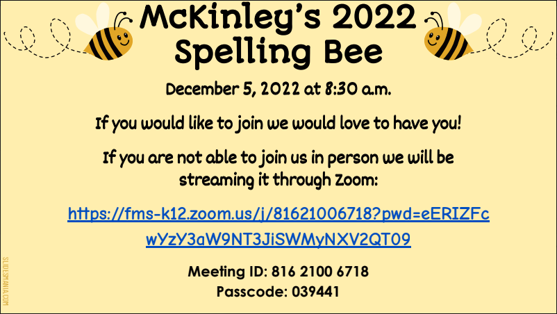 McKinley's Spelling Bee
