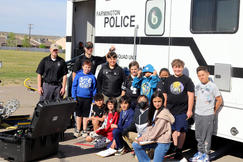 Esperanza Students with FPD Bomb Squad at Career Day Event