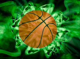 Basketball with green background