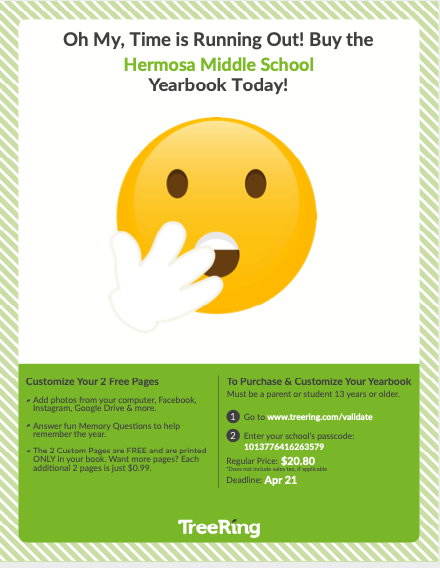 Time is running out! Order your yearbook today. 