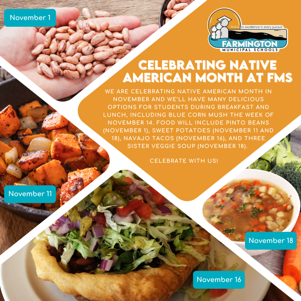 Native American Month meals graphic.