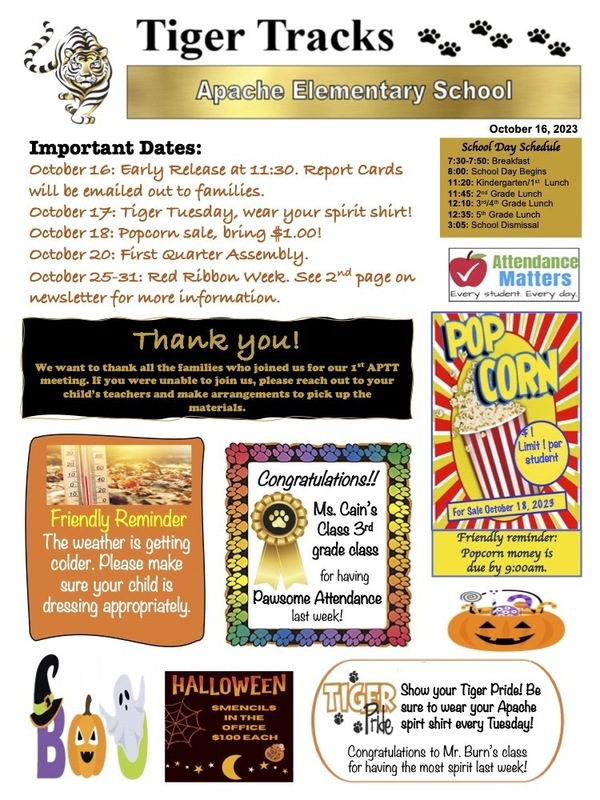 Tiger Tracks Newsletter Apache Elementary School