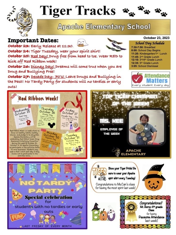 Tiger Tracks Newsletter Apache Elementary School